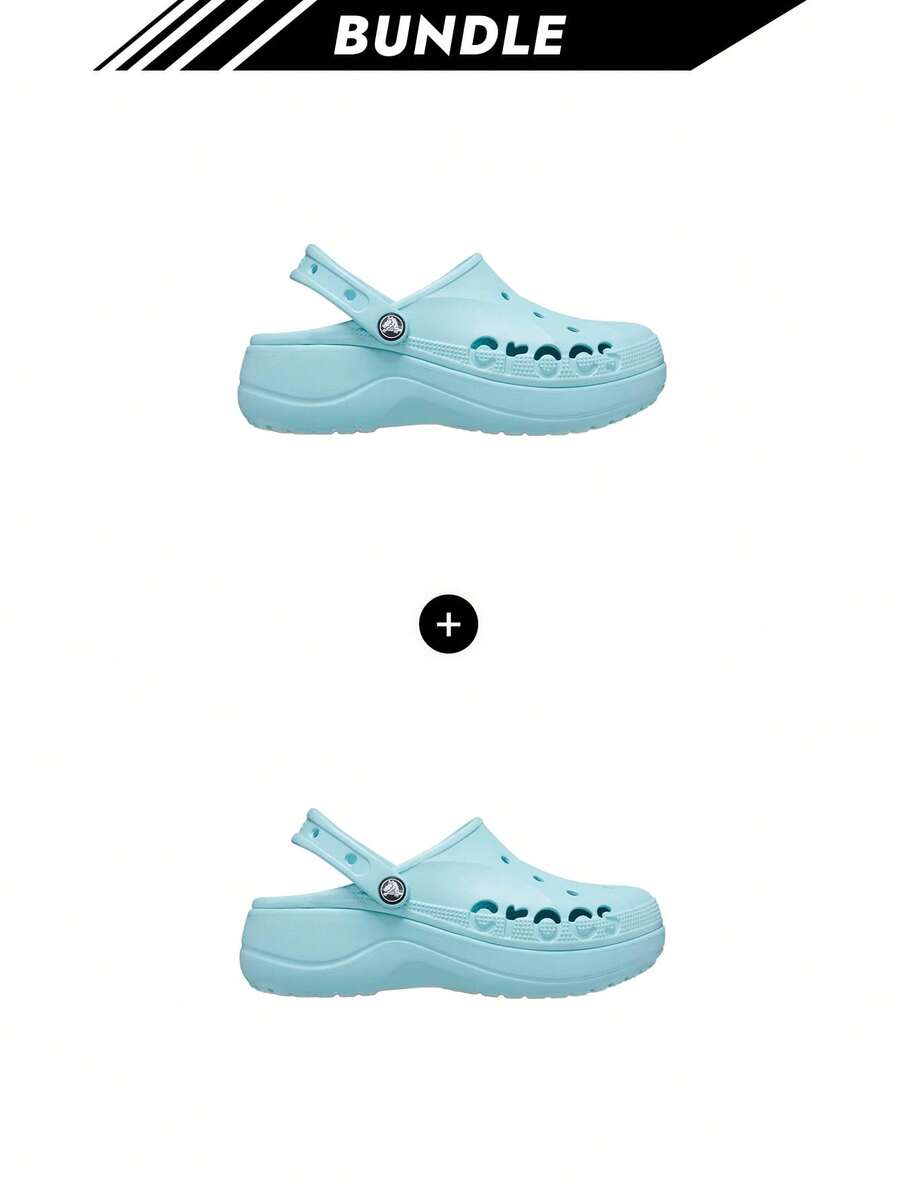 Crocs [Bundle] Echo Baya Platform Women Clog Pure Water 208186 - Blue - View 1