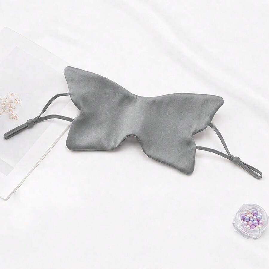 Máscara de dormir delgada con diseño de mariposa gris, máscara de ojos ligera y transpirable para siestas, máscara de ojos de seda sintética fresca con bloqueo de luz, ajuste ajustable con gancho para orejas sin apretar, máscara de dormir suave y amigable con la piel, ligera y sedosa sin presión en los ojos, adecuada para privación de sueño nocturno, oficina, sueño, hogar y otros escenarios, adecuada para viajes, larga distancia, yoga, meditación, sueño nocturno sin interrupciones, cómoda máscara de ojos - Modelo mariposa - Tipo gancho para oreja - Ver 1