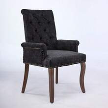 Upholstered Chenille Fabric Accent Dining Chair With Curved Solid Wood Legs - Grey - View 3