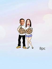 8/12/16pcs Custom Funny Leopard Print Couple Photo Banner,Personalized Men Women Couple Adult Birthday Party Banner Decor Adult Couple Party Holiday Celebration Decor - Multicolor - View 8