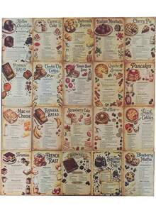 Premium Thick Cardstock Vintage Baking Recipe Postcards (20pcs) Vintage Style Material/Scrapbook Collage Supplies; Size Approx. 10.16 X 15.24 Cm (Approx. 4 X 6 Inches). Suitable For Scrapbooking, DIY Crafts, Home Decor Art And Collection. Vintage Design Style, Ideal Choice For Handmade Projects, Decorative Display, Holiday Gifts And DIY Enthusiasts. - Food - View 5