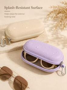Estuche de gafas de diseño minimalista colorido tipo macaron de PU con carcasa dura ovalada, cremallera y mosquetón metálico, ligero, caja de almacenamiento de gafas de moda, apto para gafas de lectura, mujeres, hombres, niños, bolso, mochila, viaje, escuela, oficina, regalo de cumpleaños - Multicolor - Ver 5