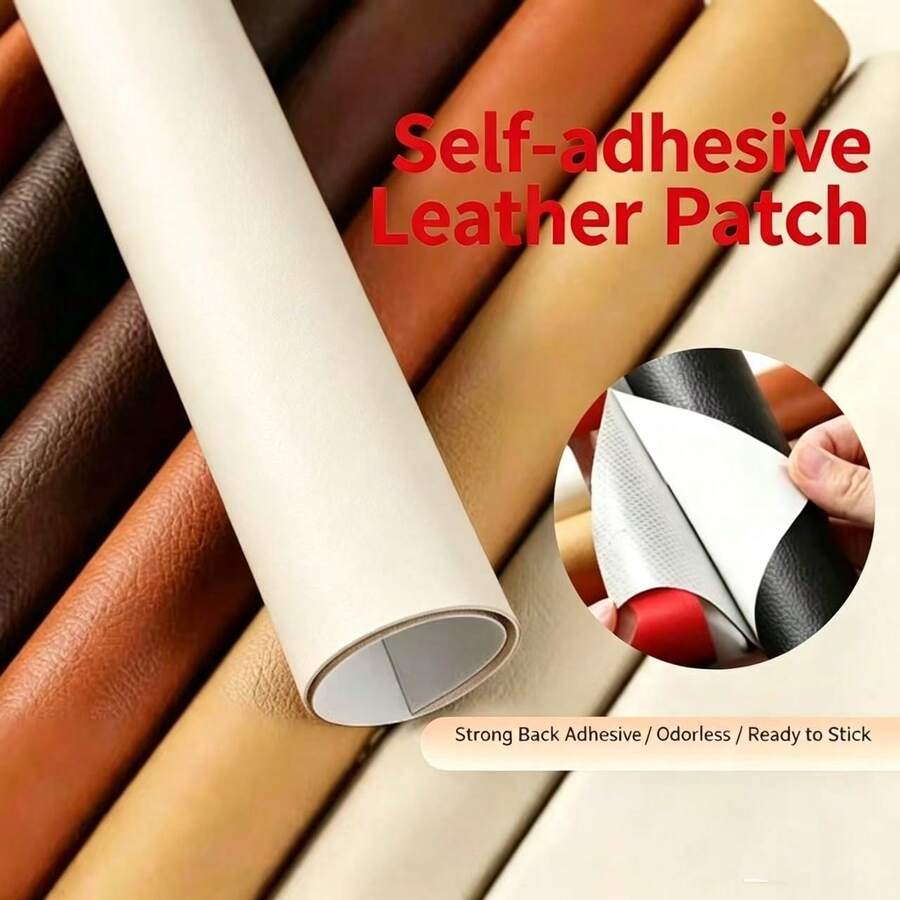 One-Piece Leather Repair Tape, Self-Adhesive Leather Patch, Suitable For Sofas, Benches, Furniture, Car Seats, Etc., Leather Repair Kit, Self-Adhesive Leather Rejuvenator, Can Be Cut To Size - Off-white - View 1
