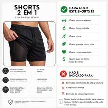 2-In-1 Double Sports Dry Fit Shorts With Pocket Gym Shorts Sports Shorts - 黑色 - 查看 3
