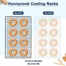 Hunnycook 15.8*9.8 Cooling Rack, 3 Stainless Steel Baking Rack, Oven Cooling Racks Baking, Black Roasting Rack & Cake Rack & Cookie Cooling Rack, Baking Accessories Grilling And Drying - 15.8"x.9.8" Cooling Rack Biack - View 2