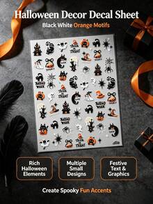1 Set Decorative Stickers, Aesthetic Stickers, Halloween Theme Mixed Element Patterns, Suitable For Laptop, Camera, Phone Case, Water Bottle, Cosmetic Storage Box, Hair Dryer Shell, Metal Decorative Accessories - L - View 5