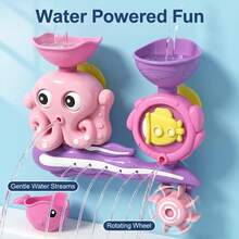 Octopus Water Play Spinning Water Wheel ABS Material Bathroom Track Baby Bath Toy, Water Game Function And Animal Characters - Fun Bath Time Learning Toy For Toddlers And Preschool Children - Multicolor - View 4