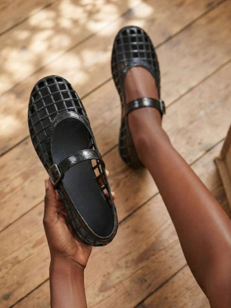 Summer Jelly Sandals For Women, Fashion Jelly Sandals Casual & Stylish Shoes, Elegant High Heel Soft Comfort Breathable Daily Outdoor Footwear - 黑色 - 查看 1
