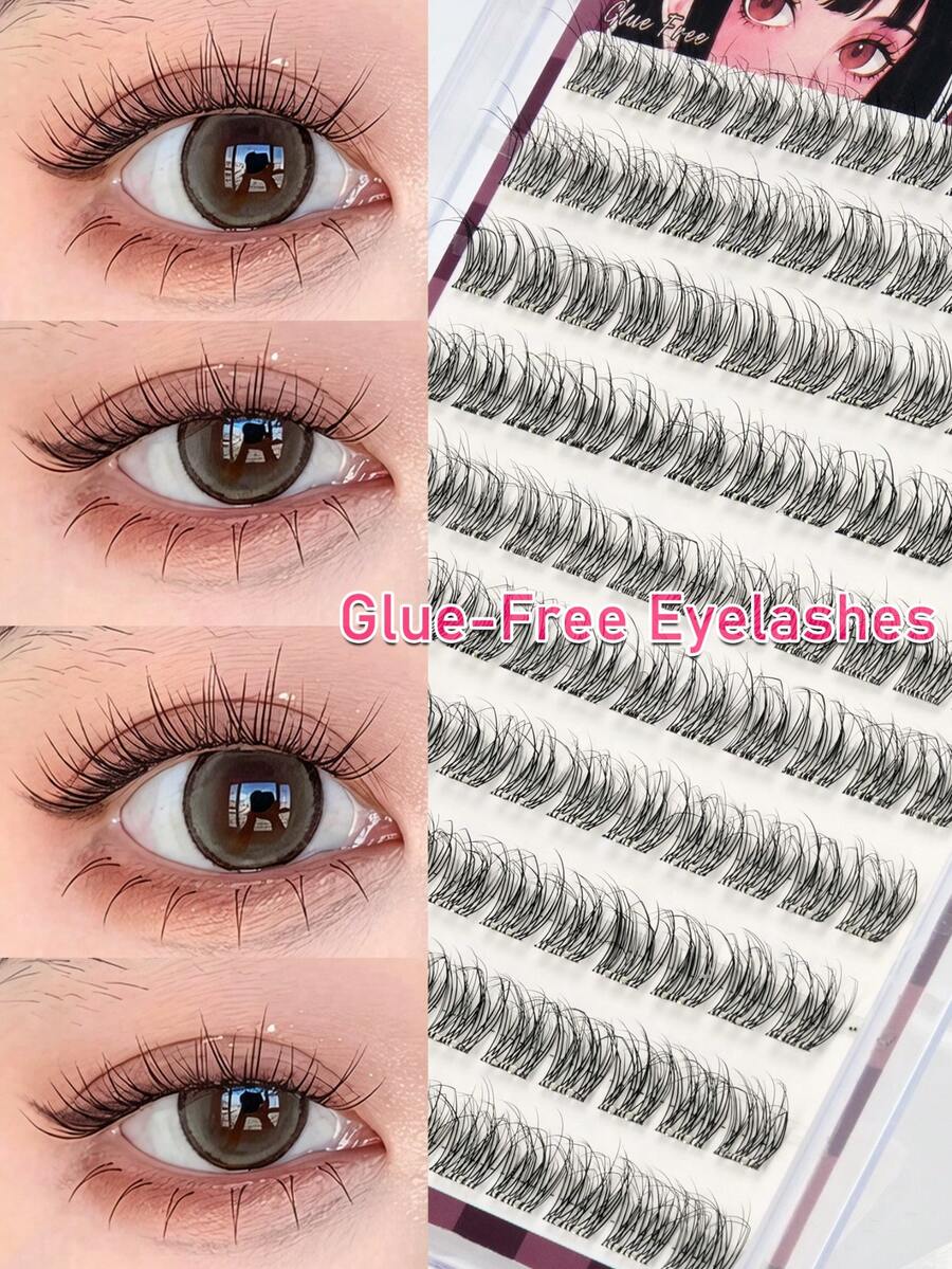 120 Clusters Self-Adhesive False Eyelashes, Glue-Free Easy To Wear, Suitable For Daily Use Japanese & Korean Makeup Tools, Eyelash Clusters - C - View 1