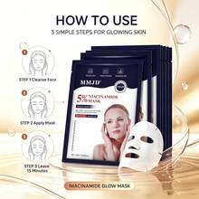 MMJD 15pcs 5% Niacinamide Brightening Face Mask Hyaluronic Acid Deep Hydrating Sheet Mask Calm Dry Sun-Stressed Skin Improve Uneven Tone Smooth Skin Radiant Glow Facial Treatment Perfect For Dry Arabian Climate For Men Women All Skin Tones - Niacinamide - View 5