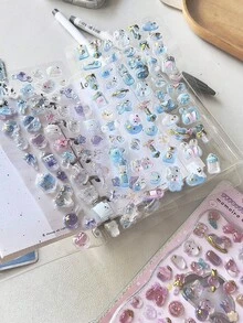 3D 寶石浮雕水晶動物貼紙，兒童手工獎勵裝飾，適用於平板電腦與手機殼 - 彩色 - 查看 6