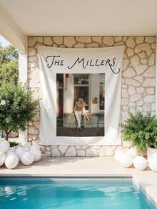 Custom Photo Tapestry, Personalized Couple Wedding Backdrop, Customizable Image And Text, Anniversary Wall Hanging Decor, Romantic Love Story Banner, Suitable For Wedding Reception, Engagement Party, Bridal Shower, Home Celebration Decoration - Multicolor - View 7