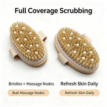 Solid Wood Body Massage Brush For Bath And Shower, Home Use Wooden Massage Point Relaxing Soothing Tool - Apricot - View 7