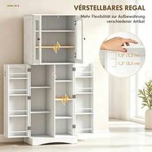 Extendable Dining Table, Rectangular, For 4 To 6 People, Kitchen Table 110-130 Cm, 6 Open Shelves - White - View 8