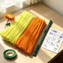 [Customer Favoriate]112pcs Craft Supplies Ultra Dense Chenille Stems, Multi-Color, Including 100pcs Pipe Cleaners, 10pcs Flower Stems, 1pc Floral Tape& 1 Tutorial Video, For DIY Handmade, Chenille Stems Flower Set, Christmas Pipe Cleaners Craft Set - DIY Bouquet Kit - View 19