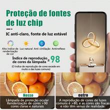 Luminária Pendente Led Lustre Sala Design moderno Estilo Nórdico 3 Cores de Luz Com controle remotoBivolt Altura ajustável Econômica LED Integrado Para Sala Quarto Cozinha Corredor Varanda - Dourado - Visão 3