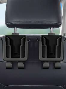 1/2/4pcs Multifunctional Car Seat Back Storage Hook, Built-In Cup Holder, Phone Slot And Dual Hooks, Easy Installation, Suitable For Storing Water Bottles, Coffee Cups, Bags, Wallets And Various Small Items, Car Accessories - Black - View 8