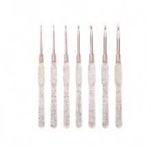 7件組透明塑膠手柄鉤針套組，手工編織工具，2-5mm | 配備鉤針，適用於毛衣、鉤編編織、針線活、成人手工藝、刺繡、縫紉與DIY項目 - 均碼 - 查看 8