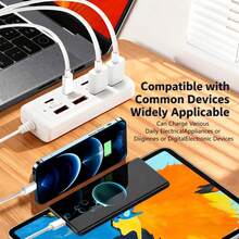 Hub Multi-Port 8-in-1: Satu Kabel Menghubungkan 8 Port (4 Port USB + 4 Port Type-C), Adaptor Daya Multi-Port Gaya Dock Pengisian Cepat PD - Putih - View 8