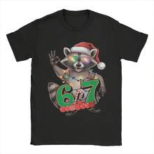 Men's T-Shirt 67 Christmas Funny Raccoon Festive 6 7 Meme Leisure 100% Cotton Tees Short Sleeve T Shirts Crewneck Tops Unique - Shape - View 1