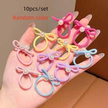 10pcs/Set Girls Hair Accessories Sweet Silver & Colorful Bow Hair Ties Small Elastic Bands Cute Hair Accessories, Suitable For Braiding Or Hair Volume For Young Girls - Multicolor - View 11
