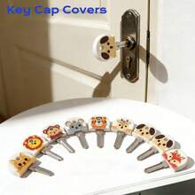 8pcs Animal Pattern Non-Slip Silicone Key Caps, Durable Non-Slip Key Identifiers, Suitable For Home, Office And Door Keys, Daily Essentials, Perfect For Family And Roommates, Keep Keys Organized, Great Gift Choice - A - View 13