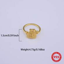 1pc S925 Sterling Silver Premium Unisex Gold-Plated Ring, Lucky Rotating Ring, Suitable As Gift - Multicolor - View 9