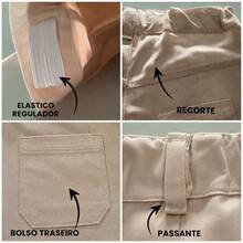 Bermuda Menino Social Casual Shorts Juvenil Infantil nas Cores Branco e Bege em Algodão e Elastano Ajustável com Regulador Interno Confotável Elegante Moderna para o Dia a Dia para Festas - Bege - Visão 6