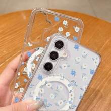 [24h Shipping From DE/FR/ES]Apple 11- 17Phone Case: 1 Piece Creative Fashion Print With Blue And White Flower Pattern, Shockproof, Soft Touch, Made Of PC, Compatible With Galaxy S26ultra/S26+/26/25/25+/25ultra/S24fe/S23/S23+/S23ultra/S22/S21/S20fe/A14/A15/A16/A17/A57/A56/A54/A55/. GCX - Clear - View 4