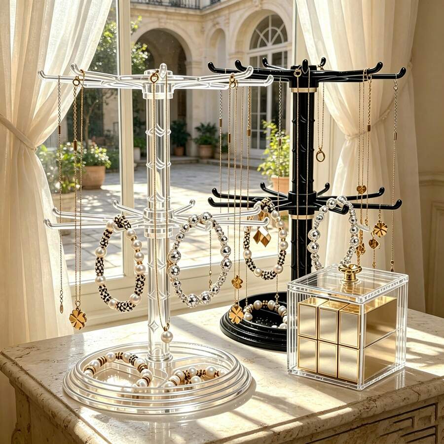 Multi-Layer Jewelry Display Stand For Storage And Organization, Suitable For University Dormitory Essentials, Wedding Necessities, Jewelry Storage Organizer, Wedding Ring Holder, Room Decoration, Home Decoration, Jewelry Store, Tray, Wedding - White - View 1