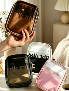 1PC Transparent Mini Makeup Bag, Ins Style Design, Waterproof And Wear-Resistant PVC Material, Large Capacity Partitioned Storage, Can Store Lipstick, Eyeshadow, Powder, Sample Skincare Products, Cleaning Swabs And Other Beauty Essentials - Multicolor - View 4