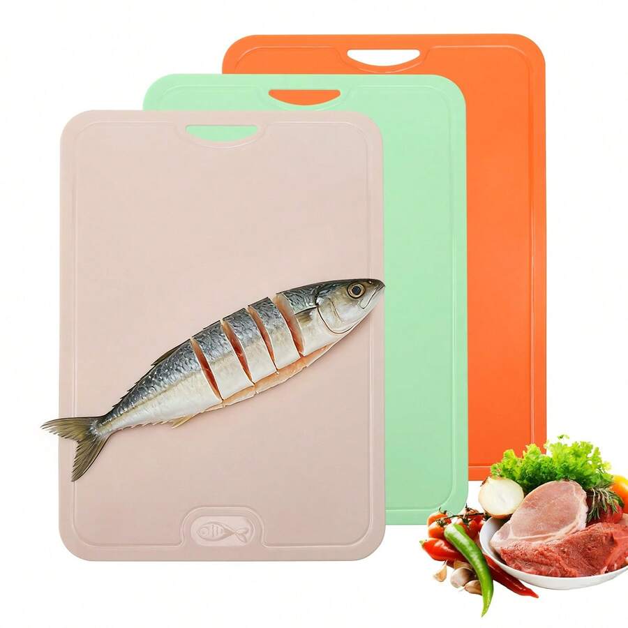 1pcFood-Grade TPU Cutting Board, Mildew-Proof Double-Sided Cutting Board With Hanging Holes, Separate Raw And Cooked Kitchen Preparation Board, Special For Cutting Fruits, Vegetables And Meat, Easy To Clean With One Flush, And Odor-Free Househol - 1pc Green - View 1