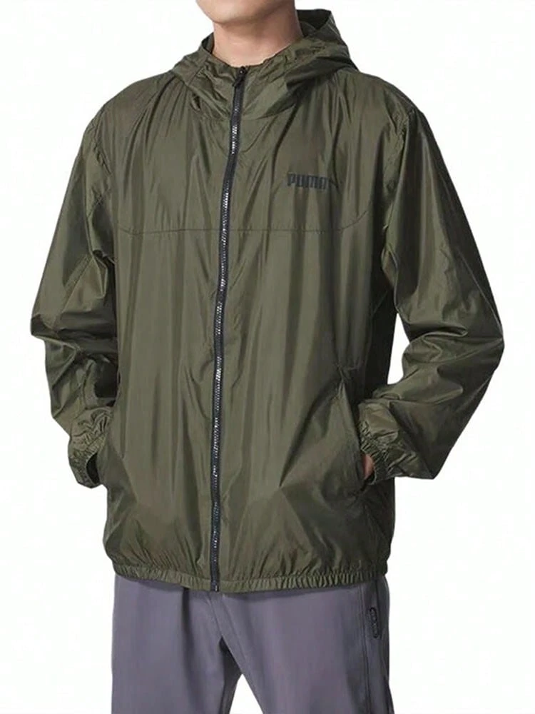 PUMA Men's Abrasion-Resistant Windproof Breathable Woven Hooded Jacket Green - Green - View 1
