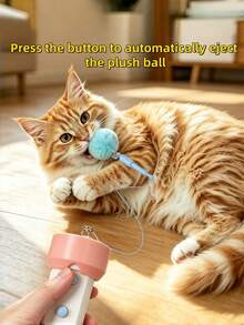 Cute Pet Electric Cat Teaser, Slouchy Cat Toy Wand, Automatic Retractable Fur Ball Launcher Cat Boredom Relief Toy - View 2