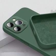 Minimalist Pure Dark Green Phone Case, Scratch-Resistant Ultra-Fine Fiber Lining Protective Cover, Dark Night Green Faux Silicone Feel Phone Case, Built-In Faux Leather Lining, All-Season Daily Shock-Proof Protective Cover, Scratch-Resistant Digital Accessory Compatible With Apple 17 Pro Max Phone Case, Apple 13, 16 Phone Case, A55 5G, S24 Ultra Phone Case Series Models, Suitable For Men, Women Phone Case, Gift - Dark Green - View 21