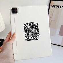 1PC-3Inches Caffeine Or Chaos Funny Coffee Skeleton Sticker, Vintage Drink Humor Design For Laptops, Notebooks, Water Bottles, Cups, Journals, Lockers, Perfect Gift For Coffee Lovers, Students, Teachers, Office Workers, Creatives, And Humor Fans Halloween - Multicolor - View 7