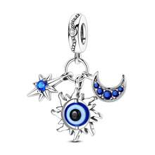 1pc Silver Plated Blue Evil Eye Hamsa Hand Elephant Charm Beads, DIY Bracelet Necklace Keychain Jewelry Making Accessories, Daily Matching Jewelry - Silver - View 23