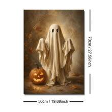 1 pieza Póster de lienzo con marco/sin marco de carro de calabaza fantasma estilo acogedor de otoño campestre, decoración de arte de pared Cottagecore espeluznante de Halloween, pintura de pergamino de bruja de granja de otoño, adecuado para pasillo, apartamento, dormitorio, decoración del hogar moderno - B - Ver 16