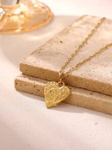 Stylish Flower Pendant Necklace Gold Plated 304 Stainless Steel Link Cable Chain Jewelry For Women Birthday Gift - Golden - View 7