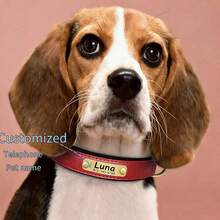 Personalized PU Leather Dog Collar, Soft & Comfortable With Rubber Pad, Customizable ID Tag, Suitable For Small & Medium Dogs, Fashionable & Minimalist Design, Vibrant Colors, Cute & Playful, Vintage, Personalized Gifts, Reflective Design - Brown - View 10