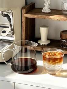 1pc Minimalist Cold Brew Coffee Pot, Pour-Over Sharing Pot, INS Style Heat-Resistant Glass Drip Coffee Brewer, Home Water Kettle - Transparent - View 7