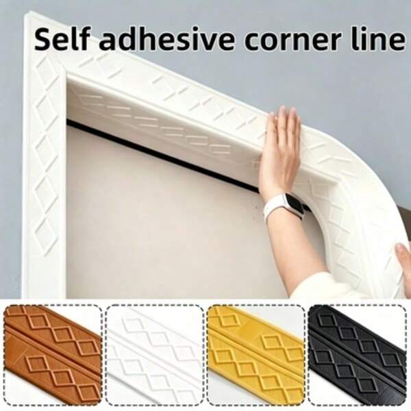 1 buah Lis Dekoratif Busa 3D Fleksibel Ukuran 2,3m x 7,1cm, Lis Papan Alas Perekat Sendiri, Cocok untuk Dekorasi Papan Alas, Garis Pinggang, Plafon, dan Sudut.