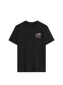New Summer Women's Round-Neck T-Shirt, Featuring A FINE Letter Print. Soft, Comfortable To Wear - Black - View 4