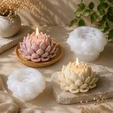 2件組蓮花蠟燭模具套裝 矽膠花朵蠟燭模具 DIY 手作香氛蠟燭製作模具 可重複使用 樹脂蠟鑄模 家居裝飾禮品 - Lotus Mold - 查看 6