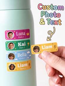 Customized Photo & Name Stickers, School Supplies Labels, Water Bottle Identification Stickers, Customizable Photo/Name/Class Information, Cartoon Theme Patterns, - Name Stickers 5 - View 13
