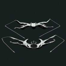 1pc Cyberpunk Metal Mask, Niche Design Asymmetric Fluid Mechanical Style Earring Lip Ring, Adjustable Face Accessory For Men And Women - Multicolor - View 7