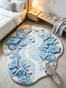 1pc Blue Ice Crystal Irregular Cute Rug, Large Carpet, Welcome Mat, Floor Mat, Outdoor Door Mat, Kitchen Rug, Home Decor, Front Door Mat, Area Rug, Outdoor Mat, Home Decor, Area Rug, Garden Carpet, Washable Rug - Blue Ice Crystal - View 3