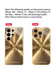 1 pieza Funda de teléfono de vidrio de alta definición personalizada, patrón de impresión de manzana degradada, adecuada para Apple 16 Pro Max/15/14 Plus/13 Pro/12 Pro Max/11/XsMax/8/7/6Plus y S24 Ultra/S25 Ultra, elegante colorida linda divertida minimalista, funda de teléfono personalizada única y linda, regalo ideal para novio, novia, familia, amigos, abuelos, aniversario de pareja, cumpleaños - Dorado - Ver 11