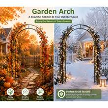 1pc Sturdy Outdoor Metal Garden Archway, Minimalist Curved Frame Without Mesh Design, Suitable For All Seasons Decoration - Spring Vines & Flowers, Autumn Fallen Leaves, Winter Snow Scenes, Wedding Yard Entrance Arch, Easy Assembly Climbing Plant Support - All-season - View 10