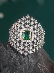 1pc Elegant Cubic Zirconia Ring For Women, Wedding Engagement Party Jewelry, Valentine's Day Gift - 1# - View 6